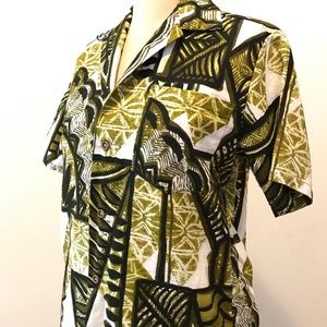 Vintage green, black & white Hawaiian shirt